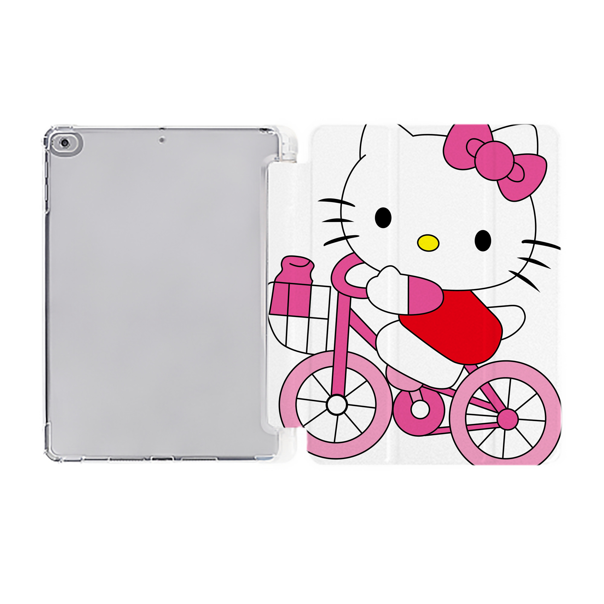 （画像用） Hello Kitty ハローキティ IPad ケース ペン収納付き 三つ折りスタンド PUレザー×シリコン 対応機種9.5/10.5/10.9インチ